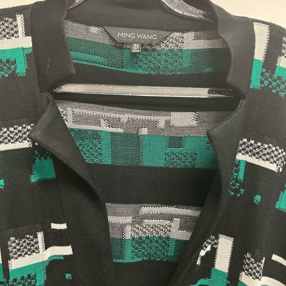 Ming Wang Black and Green Knit Cardigan - Picture 4 of 14